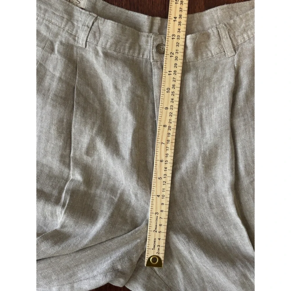 Jos A Bank Joe's Casual Linen Cotton Herringbone Pleated Cuffed Pants 36x30